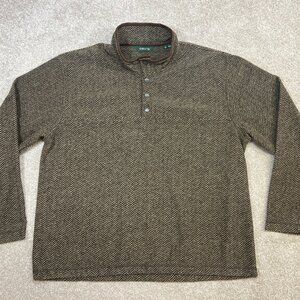 Orvis Men’s Brown Herringbone Snap Top Sweater Size XL
